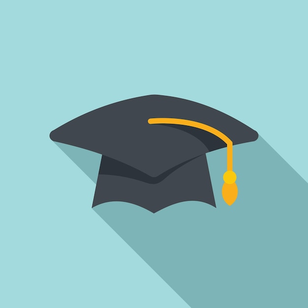 Vector diploma graduation hat icon flat vector college school university student