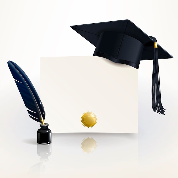 Diploma of graduation with a graduate cap