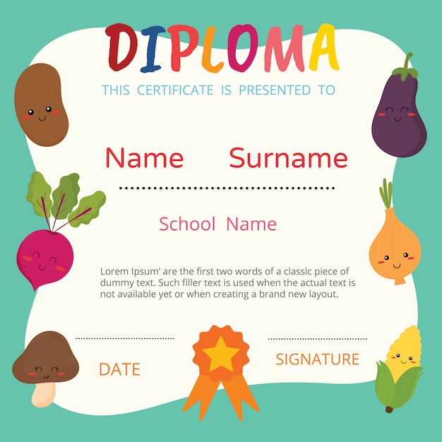 Diploma for kids vector