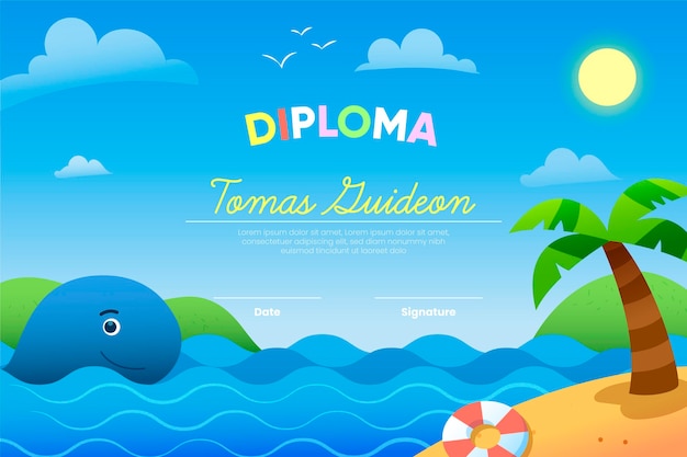 Diploma sjabloon voor kinderen concept