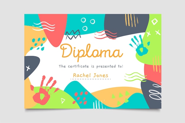 Vector diploma template for kids