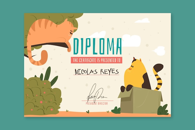 Vector diploma template for kids