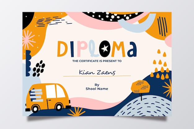 Modello di diploma per bambini