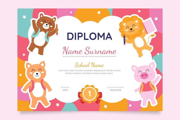 Diploma template for kids