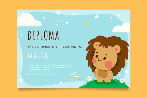 Diploma template for kids