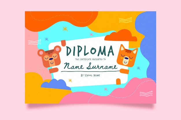 Diploma template style for kids