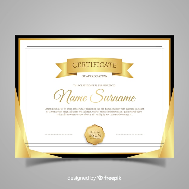 Diploma template with golden elements