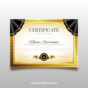 Premium Vector | Diploma template with golden elements