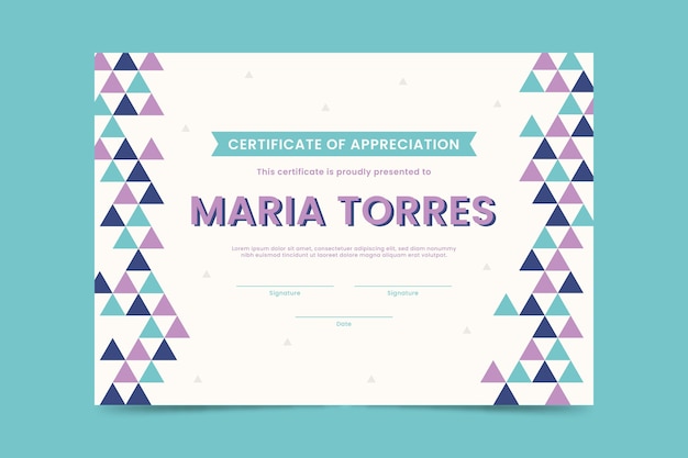 Diploma template with triangles