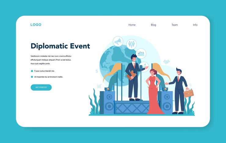 Vector diplomat profession web banner or landing page