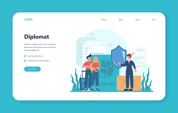 Веб-баннер или целевая страница профессии дипломата
