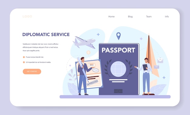 Diplomat web banner or landing page. isolated vector illustration