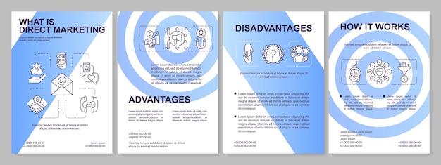 Прямой маркетинг в бизнес-синем шаблоне брошюры