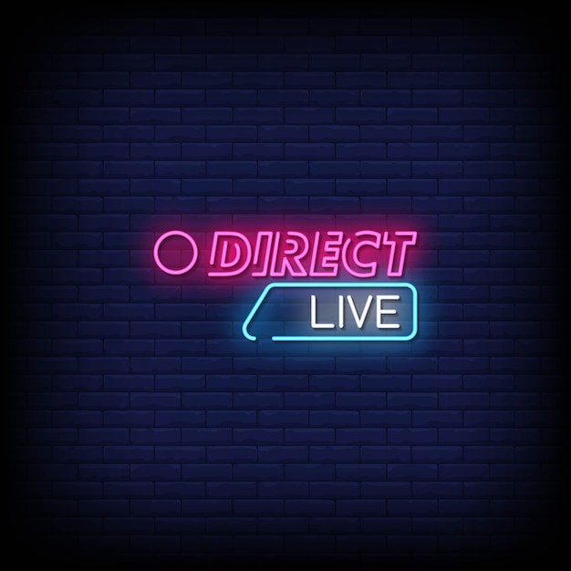Directe live neon signs style-tekst