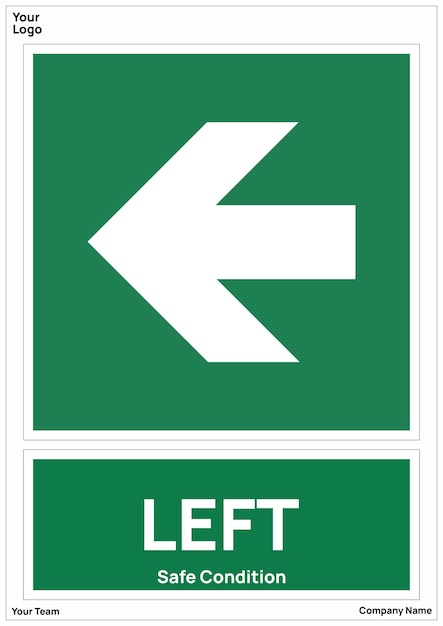 Vector direction arrow left safe condition signs safety symbol iso 7010