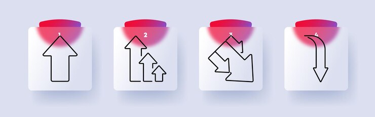 Vector direction and business movement set icon upward trend multiple arrows strategic shifts downward movement corporate growth business development financial shift