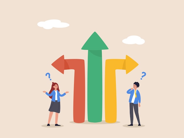 Direction choice concept Crossroad or decision for career path choosing path way challenge