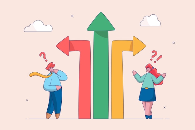 Direction choice concept Crossroad or decision for career path choosing path way challenge