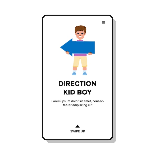 Direction kid boy vector