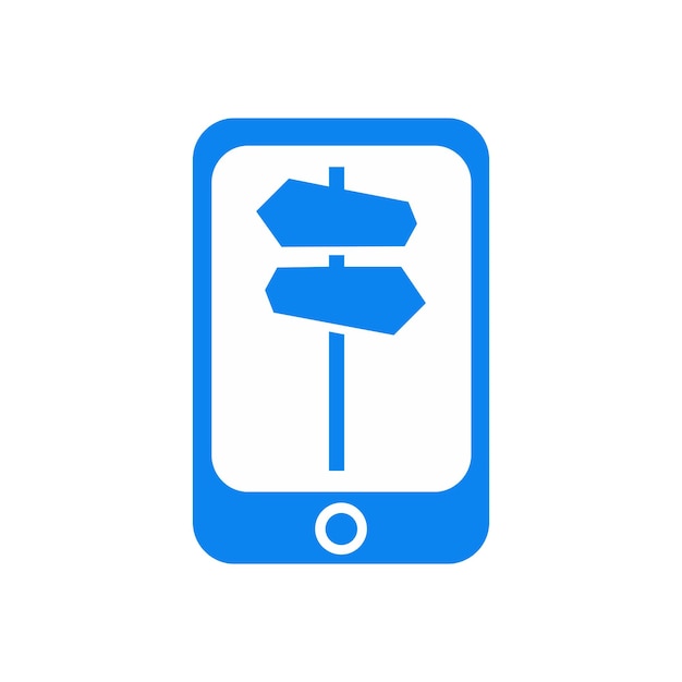 Direction route on mobile logo icon