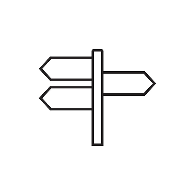 Direction signpost icon in outline style