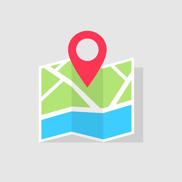 The direction of travel on the map is indicated by a red pointer. map with pointer symbol. navigator or guide. vector illustration eps 10