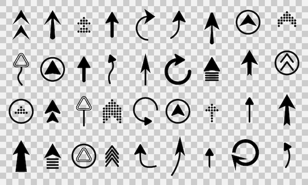 Vector directional arrow flat style set of different new style black arrows for web design cursor vector