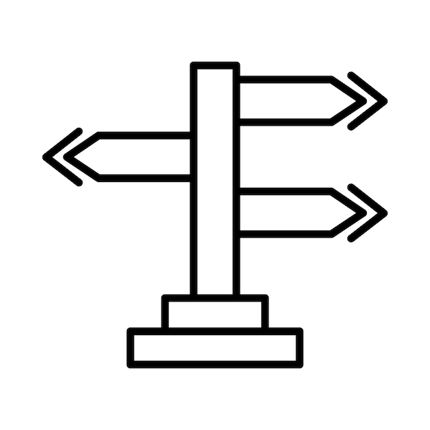 Directional Sign Line Illustration