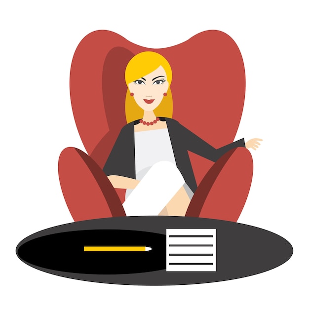 Director Business woman in work Flat vector