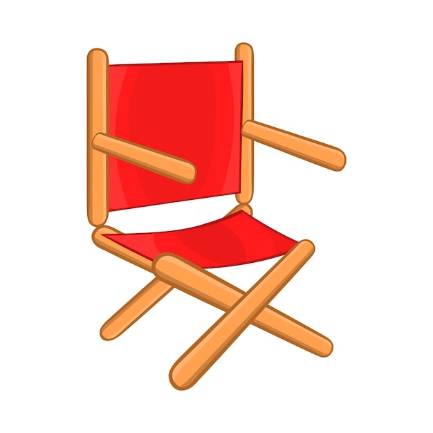 흰색 배경에 고립 된 만화 스타일의 감독 의자 아이콘 가구 기호