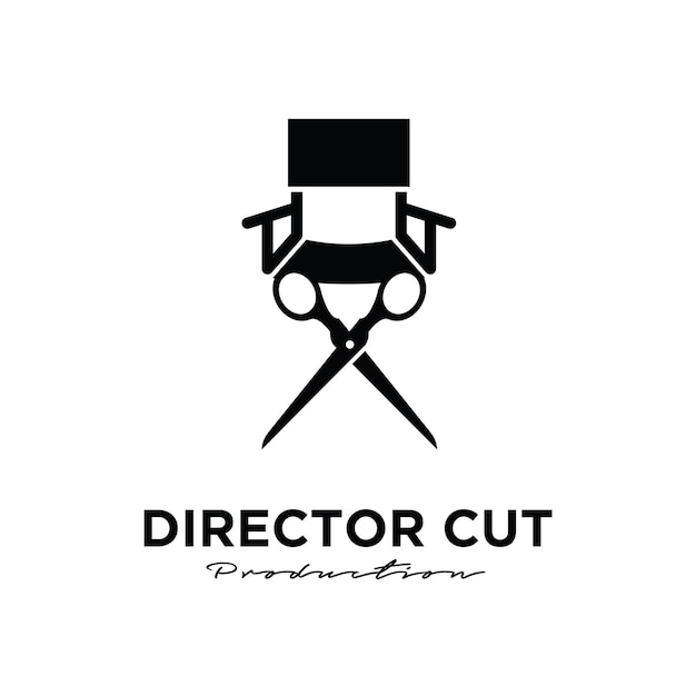 Director cut behind the scene editing Studio Movie Video Cinema Film Production vector logo