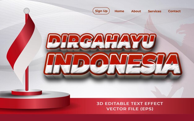 Dirgahayu indonesia in 3d editable text effect design