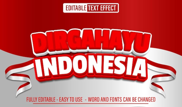 Dirgahayu 인도네시아 3D 편집 가능한 텍스트 효과