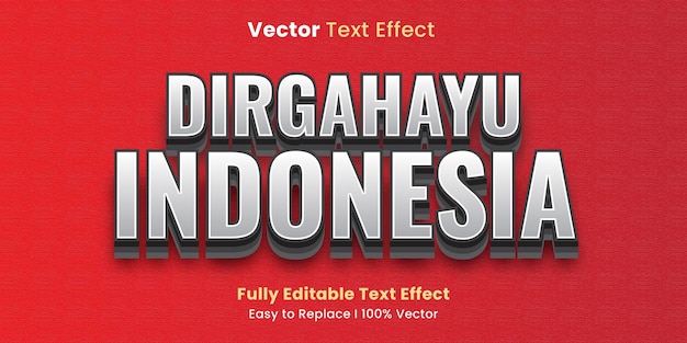 dirgahayu indonesia 3d текстовый эффект шрифт редактируемый