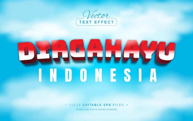 Dirgahayu Indonesia 3D Vector Editable Text Effect with Sky Background