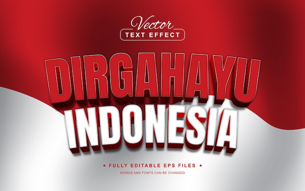 Dirgahayu 인도네시아 3D 벡터 편집 가능한 텍스트 효과