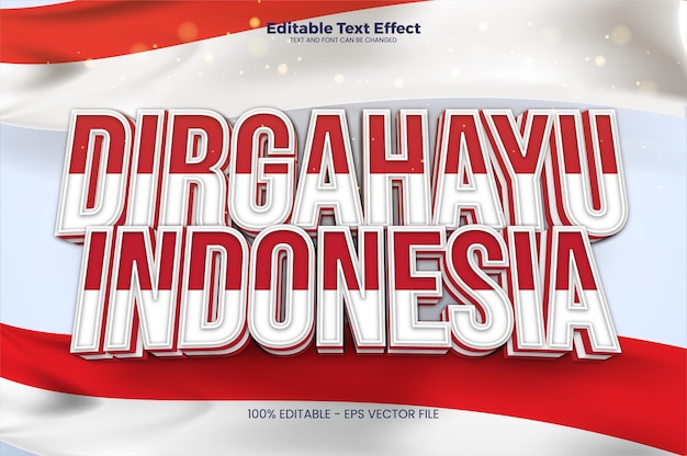 최신 트렌드 스타일의 Dirgahayu Indonesia 편집 가능한 텍스트 효과