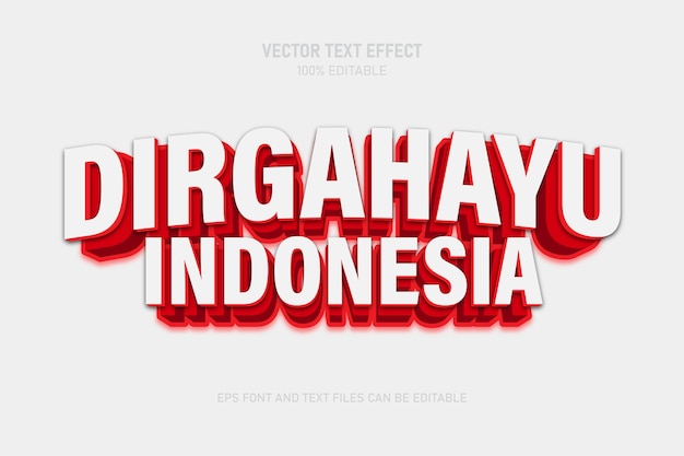 Вектор dirgahayu indonesia редактируемый текстовый эффект современный стиль