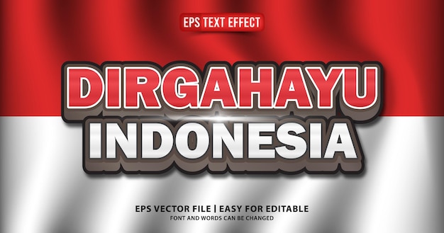 dirgahayu индонезия редактируемый текстовый эффект векторный баннер