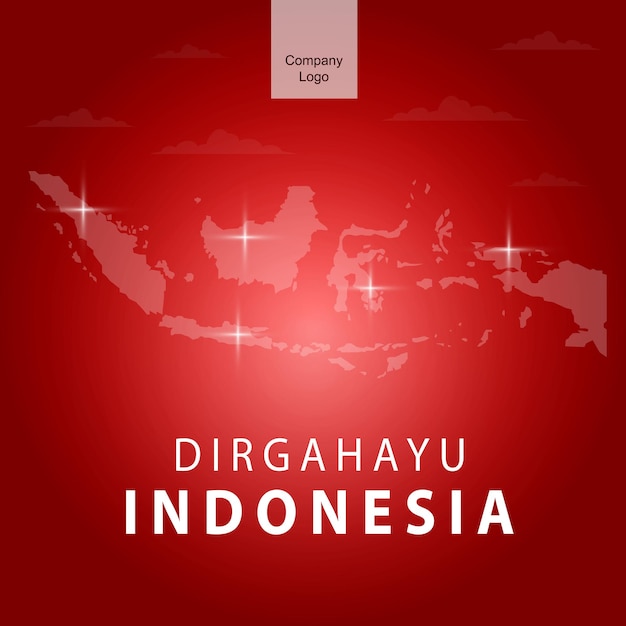 Dirgahayu indonesia greeting with red background