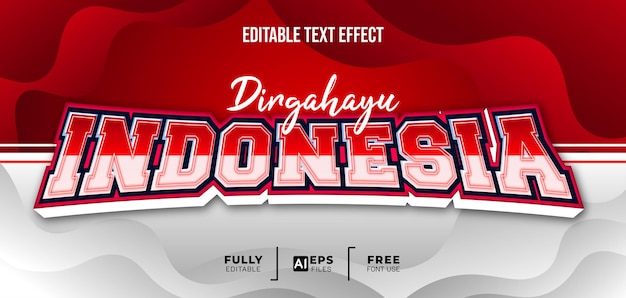 Dirgahayu 인도네시아 독립 기념일 3d 편집 가능한 텍스트 효과