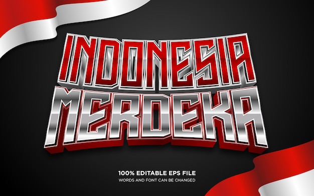 Dirgahayu indonesia merdeka 3d editable text style effect