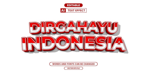 Dirgahayu Indonesia-teksteffect met Indonesische vlagkleur