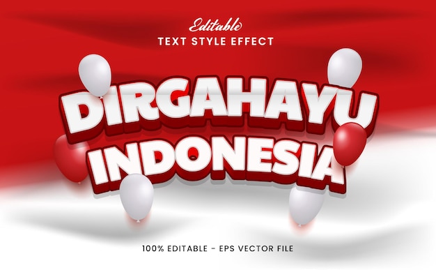 Dirgahayu indonesia текстовый эффект редактируемый вектор премиум