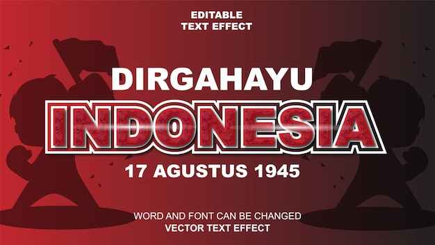 Vettore effetto testo dirgahayu indonesia