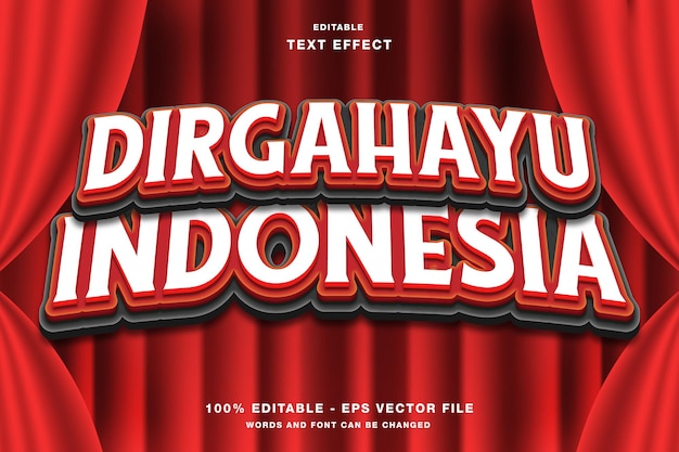 Dirgahayu Indonesië 3D-tekststijleffect bewerkbaar