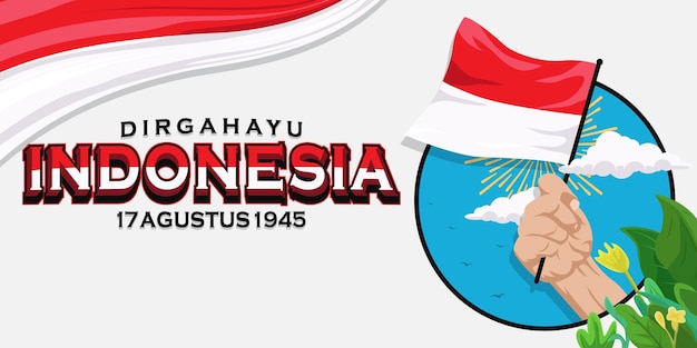 Dirgahayu Indonesië platte cartoon banner ontwerp