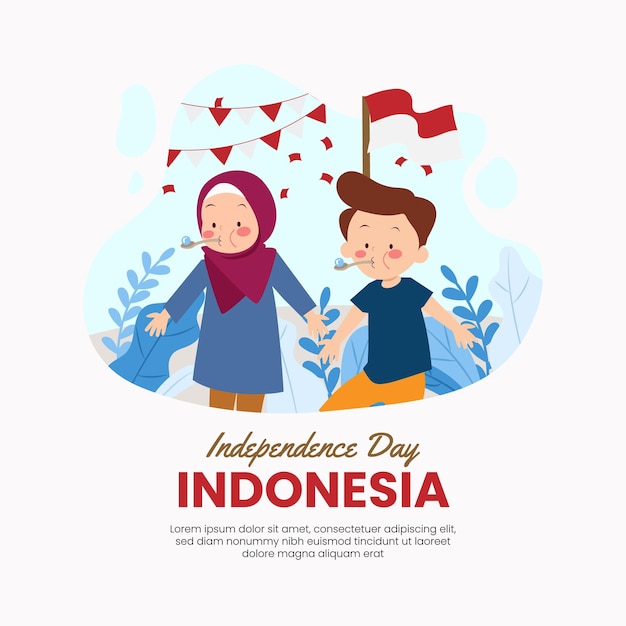 Dirgahayu republik indonesia illustrazione piatta giochi bambini concetto tradizionale