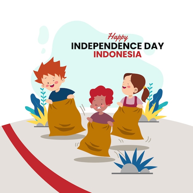 Dirgahayu republik indonesia illustrazione piatta giochi concetto tradizionale