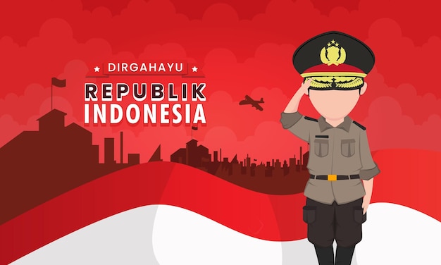 Dirgahayu Republik Indonesia met Indonesische politie